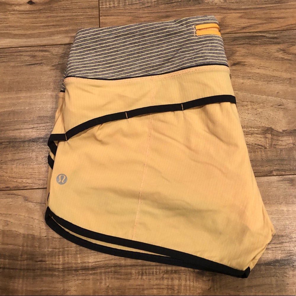 Pale yellow Lululemon Speed Out shorts size 8